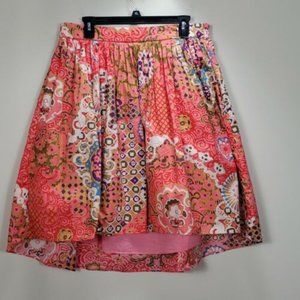 J Crew Pleated Front Cotton Skirt Paisley Womens Sz 12 Lined Multicolor J2004